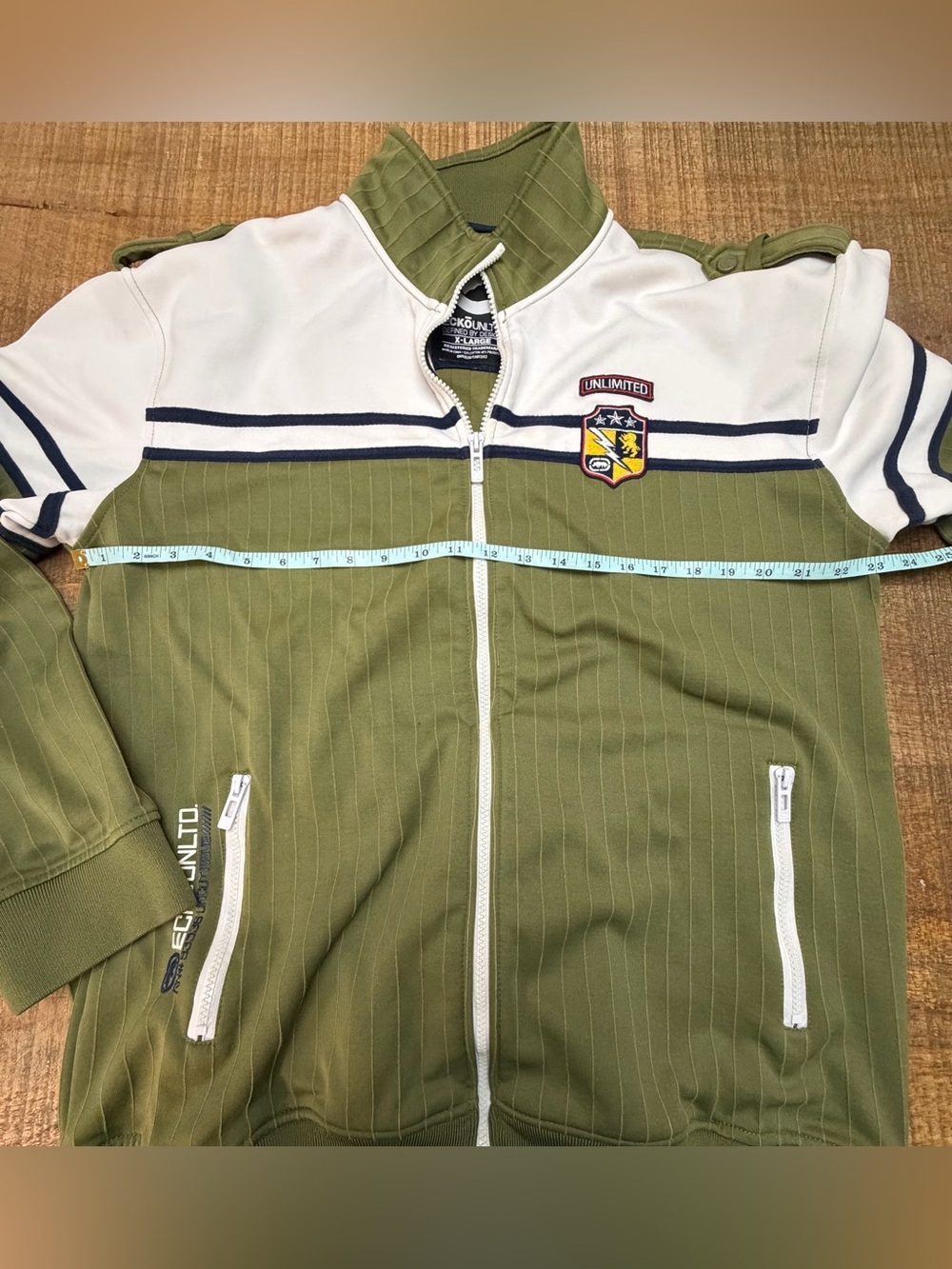 Ecko Unlimited Olive Green & White Zip-Front Track Jacket - Picture 6 of 8